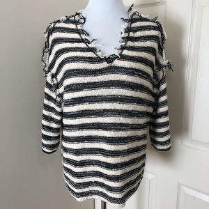 Free People Black/Cream Oversized Sweater
